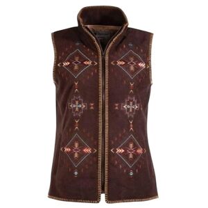 Outback Trading Company Aztec Western Brown Embroidery Vest Xlarge
